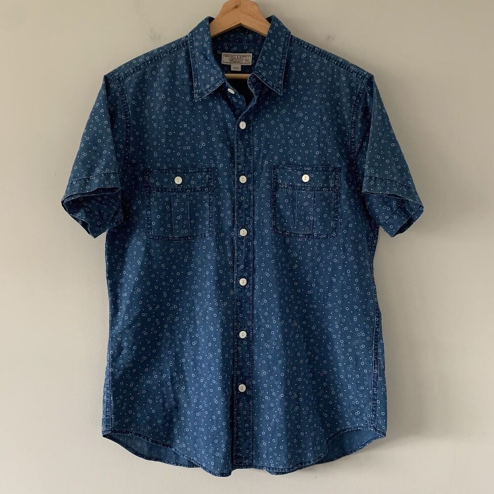 Wallace & Barnes Chambray Button Up Shirt Mens M Hipster Preppy Skater Blue